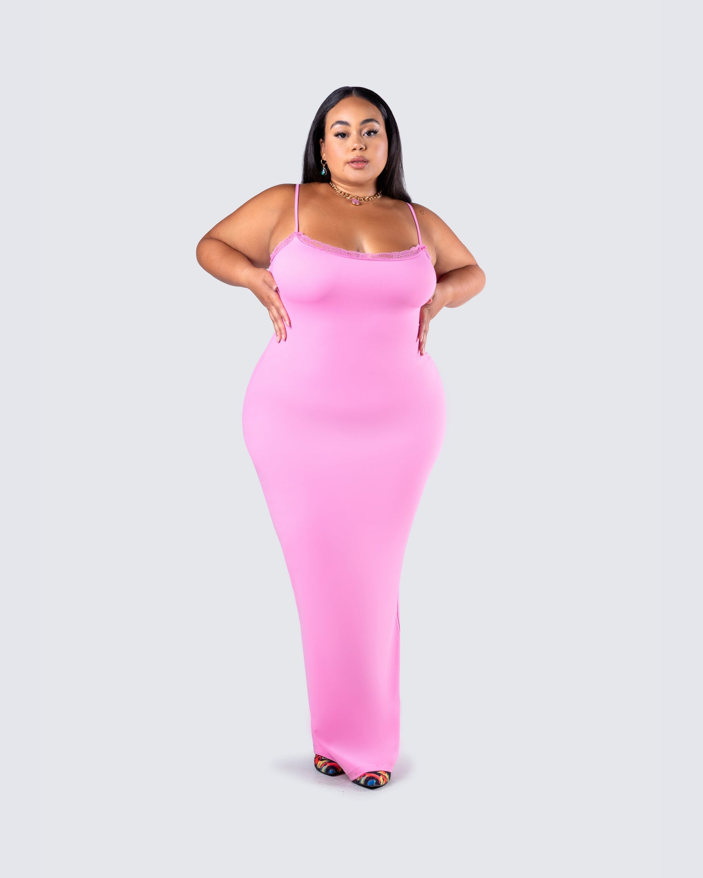 Kayla Pink Fitted Maxi Dress