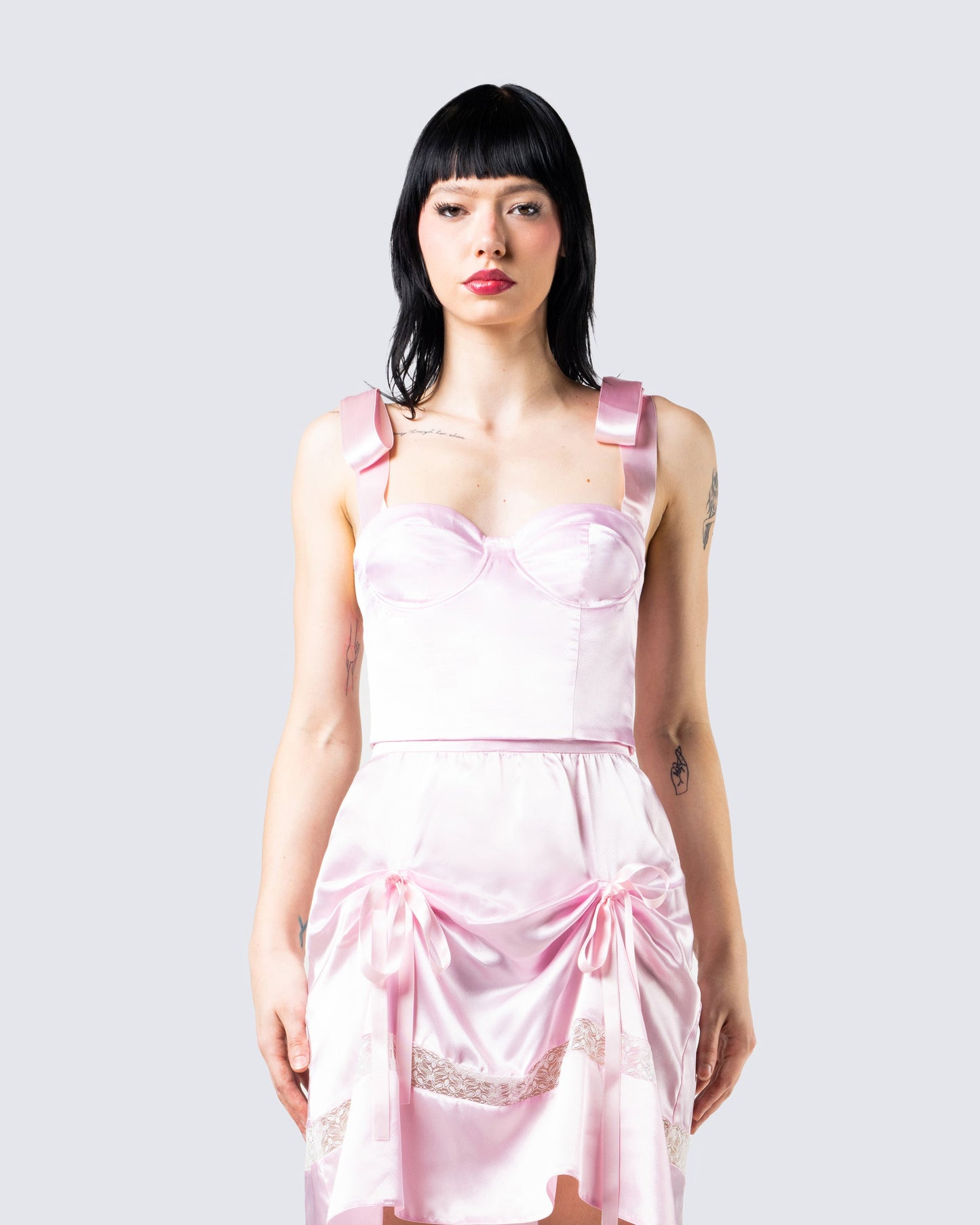 Edith Pink Satin Corset Top