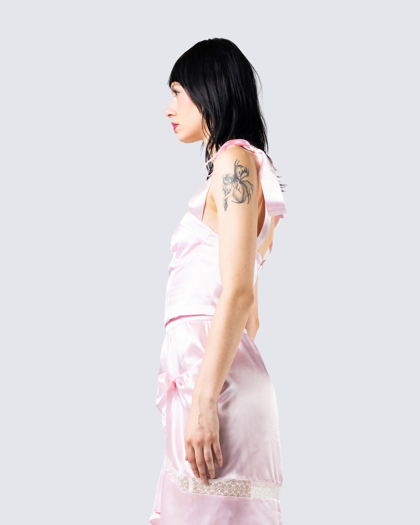 Edith Pink Satin Corset Top