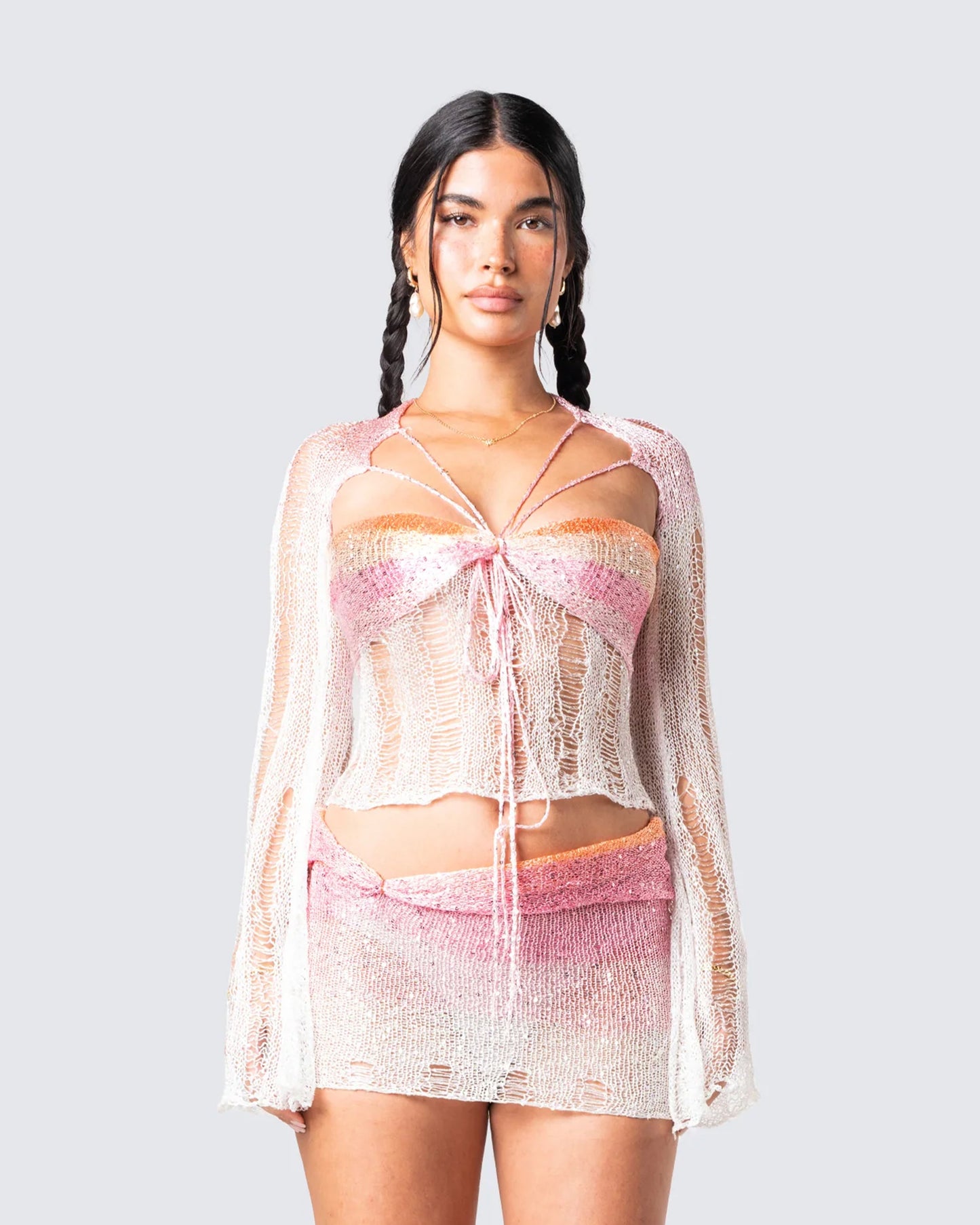 Vanessa Pink Sequin Knit Top