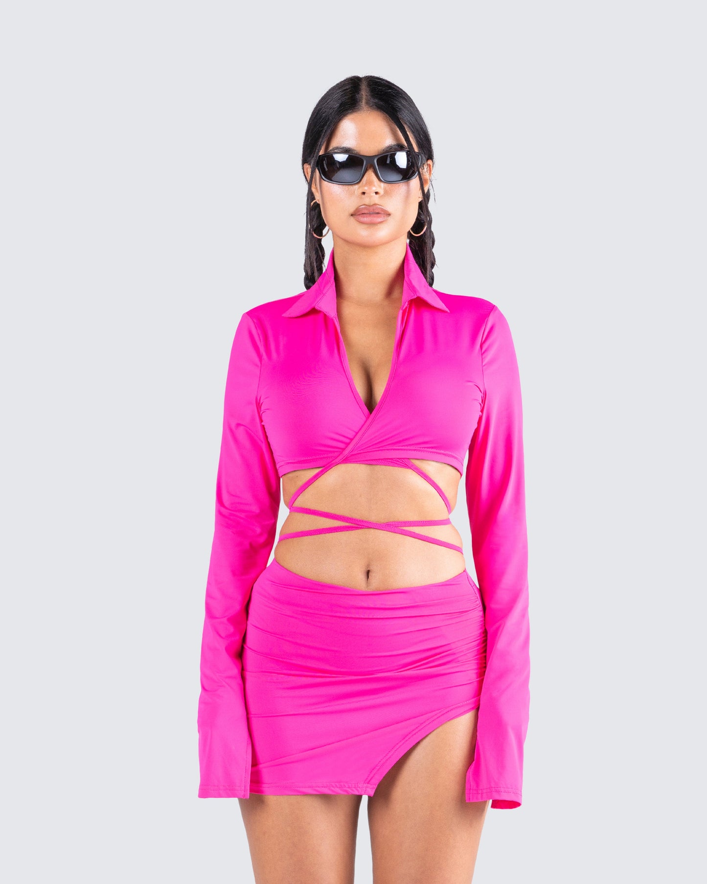 Irene Pink Wrap Top
