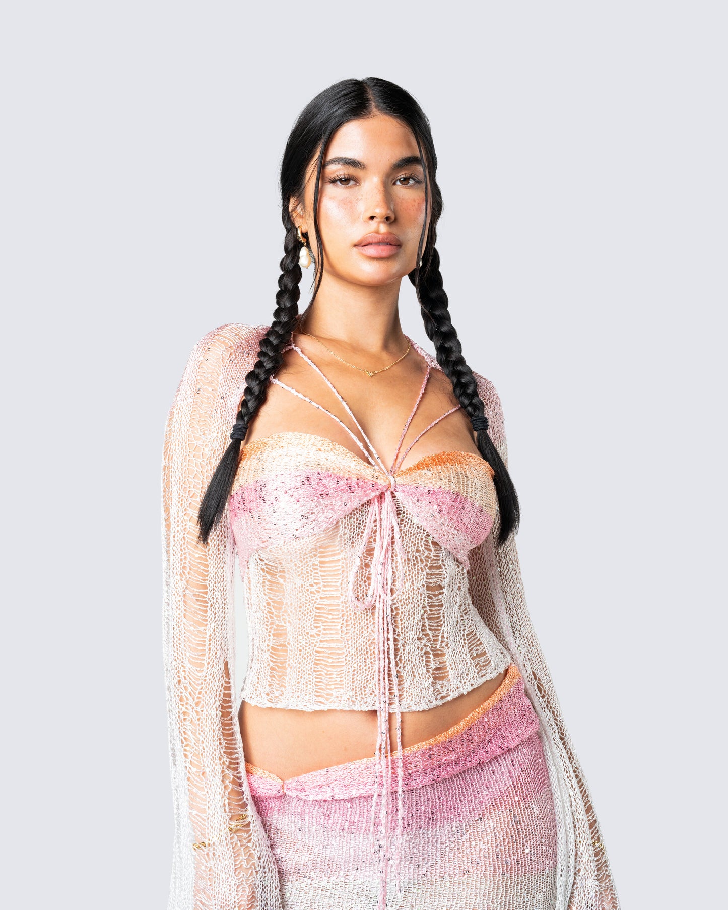 Vanessa Pink Sequin Knit Top