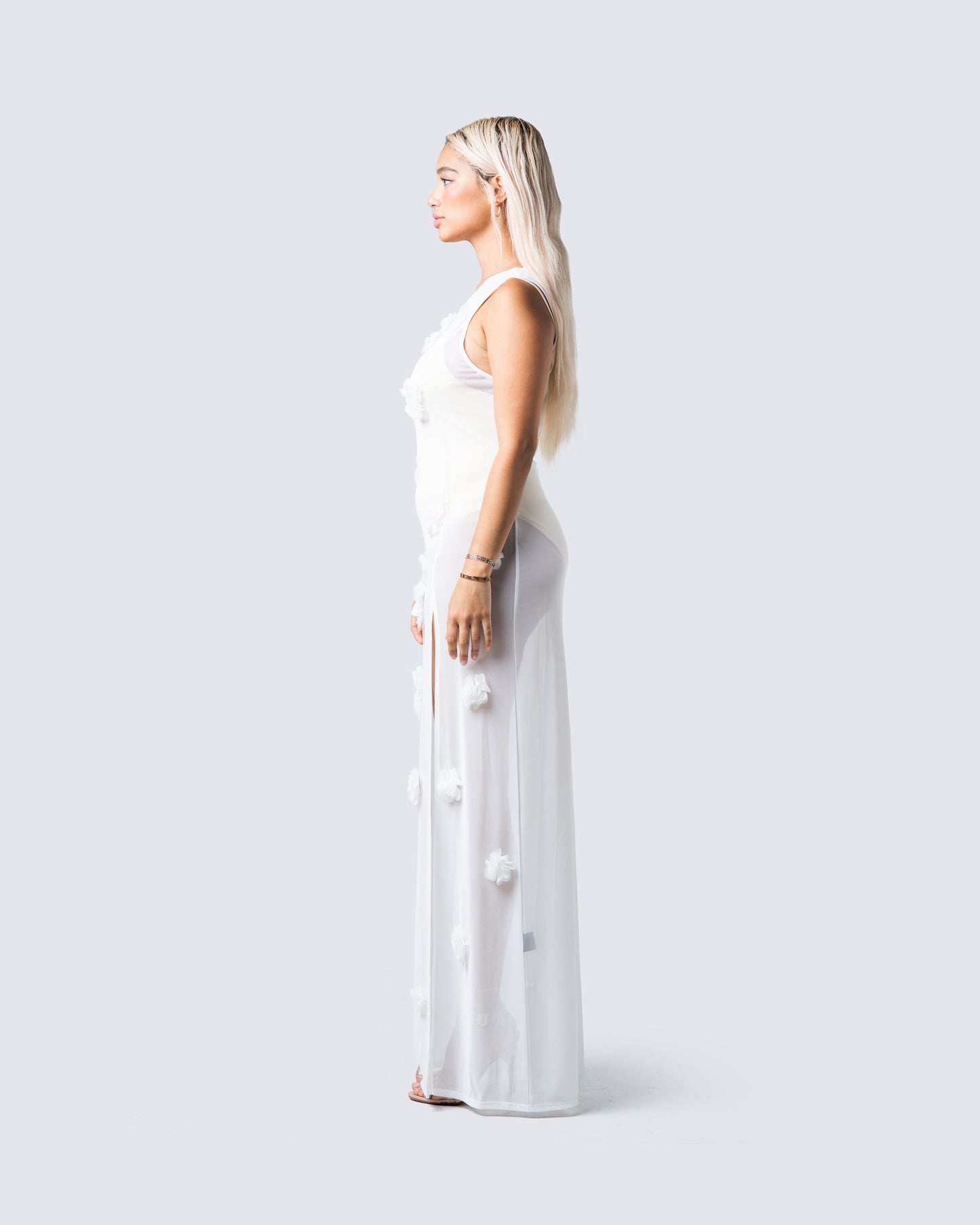 Regina White Floral Maxi Dress